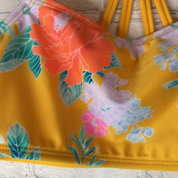Girls Yellow Floral Bikini Top, Size large, new with tags, Art Class bikini top - Picture 2 of 5